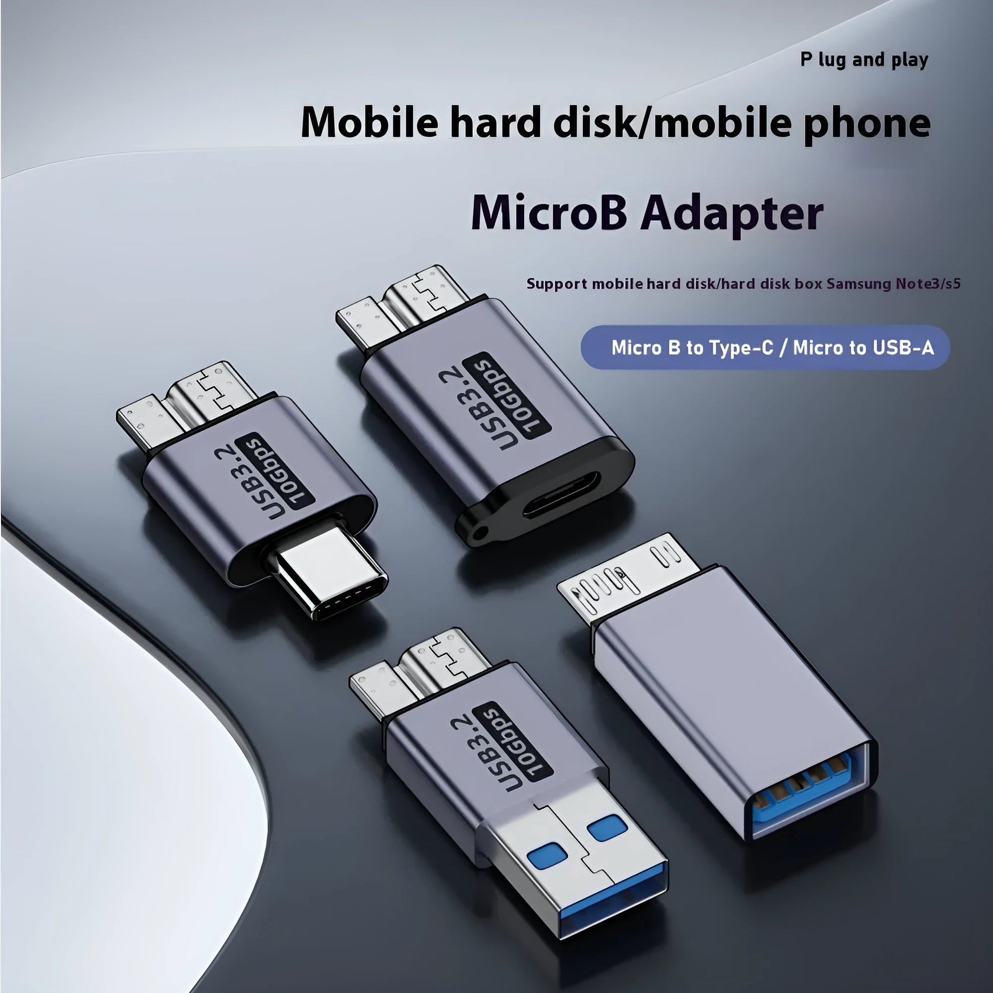 Micro-B USB adapter converter showing Type-C and USB to Micro-B connections for charging and data transfer