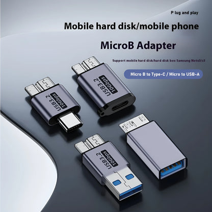Micro-B USB adapter converter showing Type-C and USB to Micro-B connections for charging and data transfer