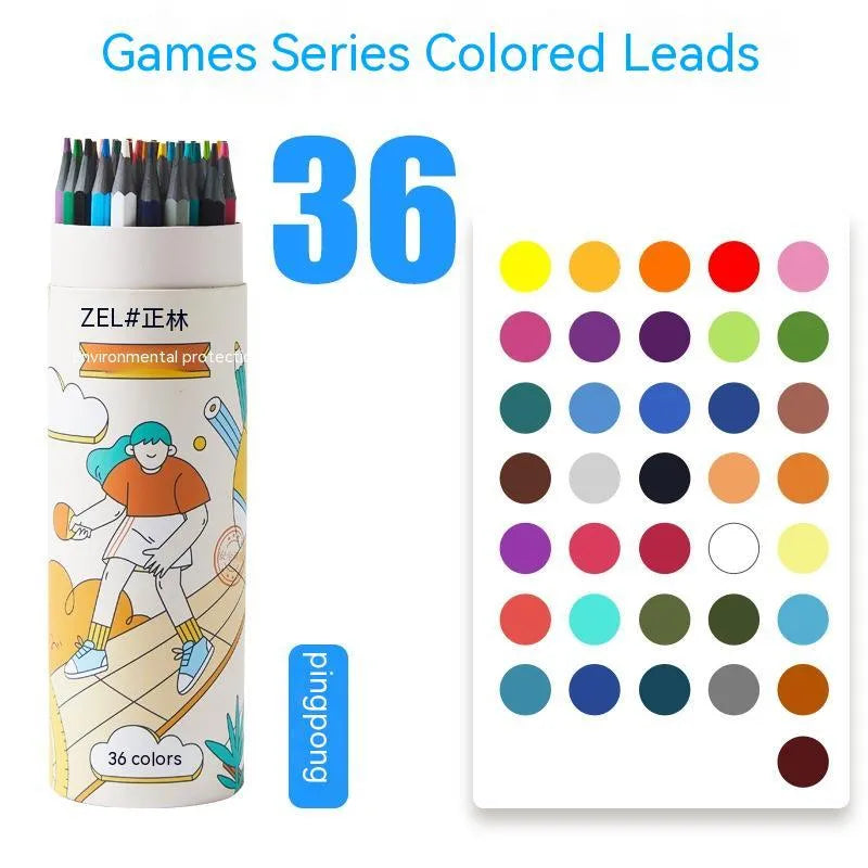Zhenglin sports theme colour pencils in 24 or 36 colour sets with paper barrels