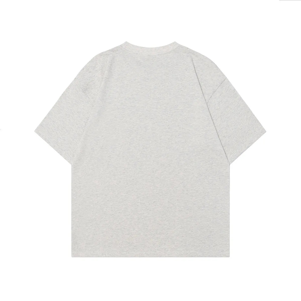 Men's grey retro character design T-shirt with pure cotton fabric and short sleeves