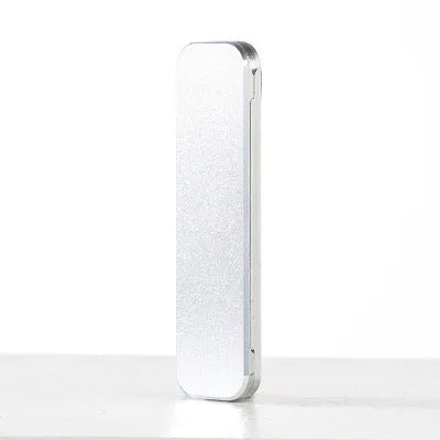 Aluminium folding mobile phone holder with backstick adhesive shown in black colour at 4mm thickness