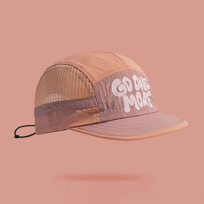 Gradient quick-drying mesh baseball cap with dome crown and English letters in multiple colour options