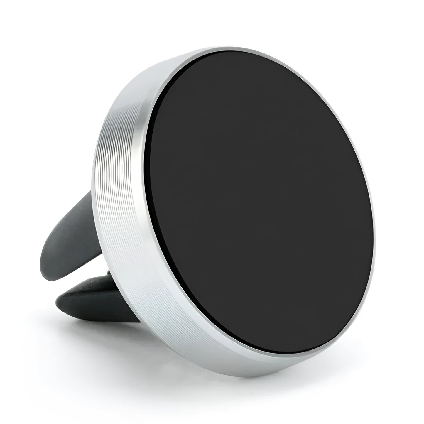 Magnetic car air vent phone holder in five colours showing smartphone attached