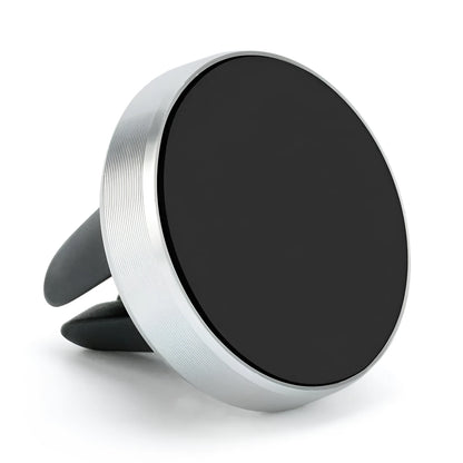Magnetic car air vent phone holder in five colours showing smartphone attached