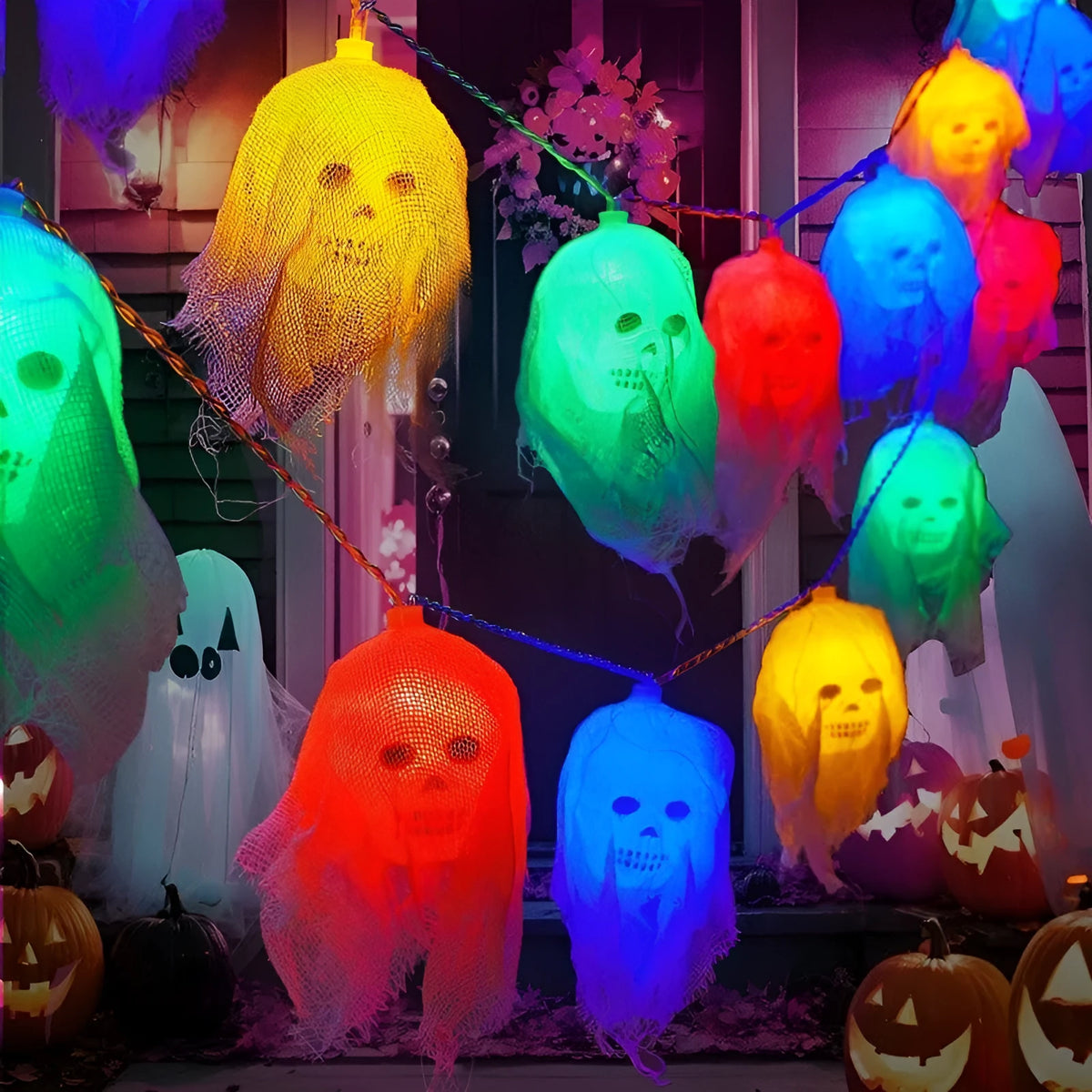 Halloween coloured decorative lights with battery box for indoor wall decoration