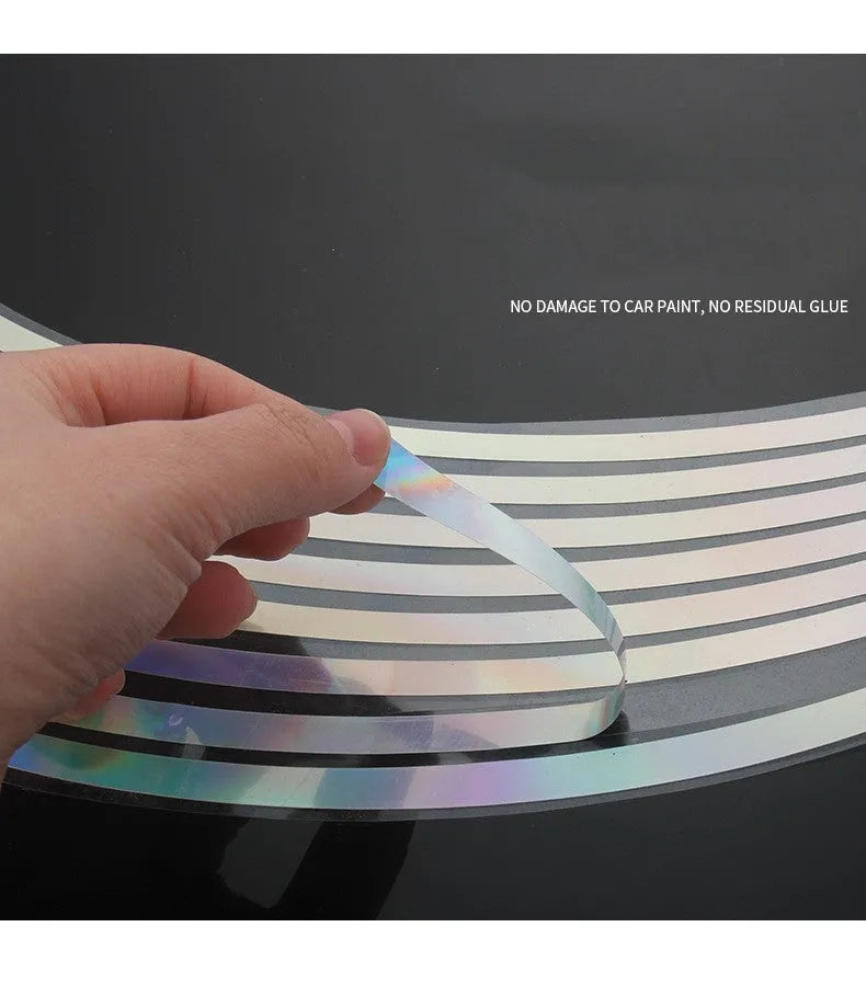 Waterproof laser reflective wheel hub stickers for cars and motorcycles in PET material