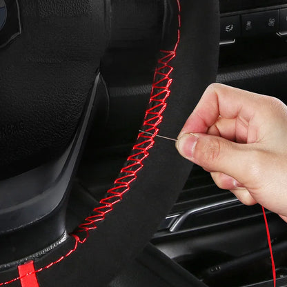 Suede wool microfiber automobile steering wheel cover with 38cm diameter universal fit