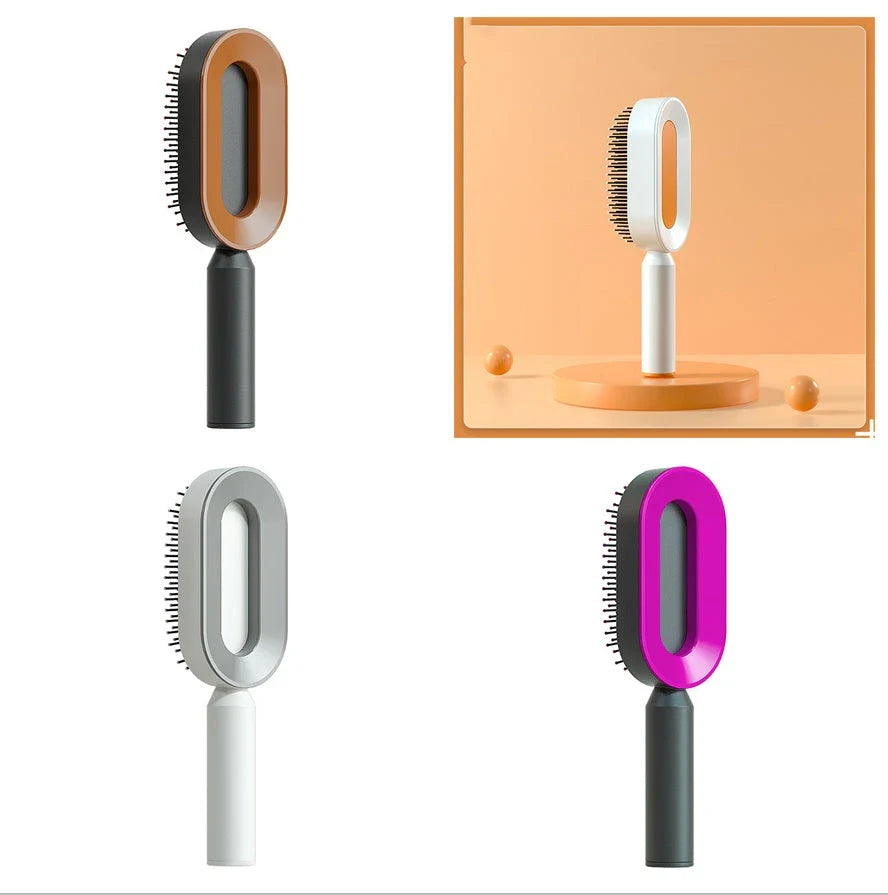 Premium self-cleaning hair brush with airbag massage technology for smooth, healthy hair