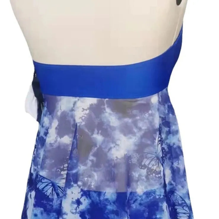 Blue women's bikini swimsuit made from spandex fabric with European American styling