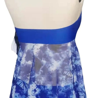 Blue women's bikini swimsuit made from spandex fabric with European American styling