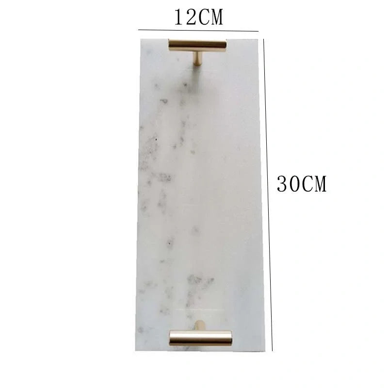 Nordic style marble tray for desserts and jewellery organisation