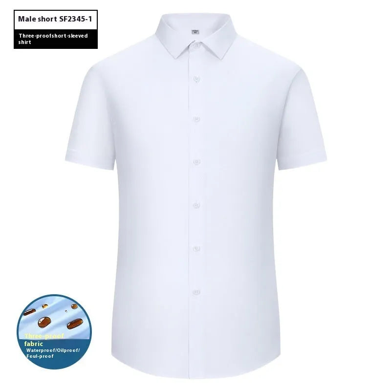 Men's slim fit bamboo fibre formal shirt with square collar, shown in a solid colour.