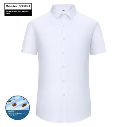 Men's slim fit bamboo fibre formal shirt with square collar, shown in a solid colour.