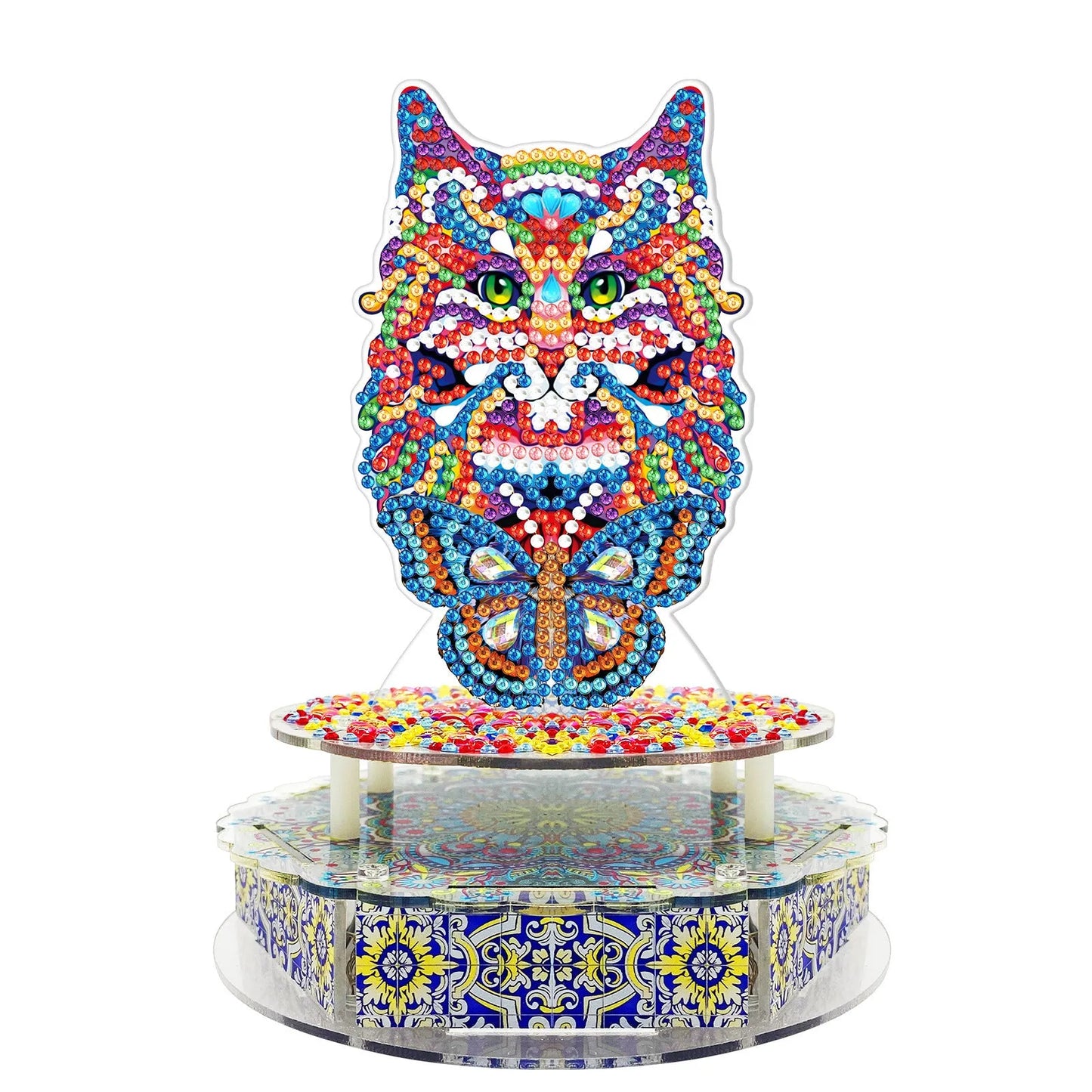 Handmade DIY diamond painting music box kit with light string and assembly tools for Halloween and Easter decoration