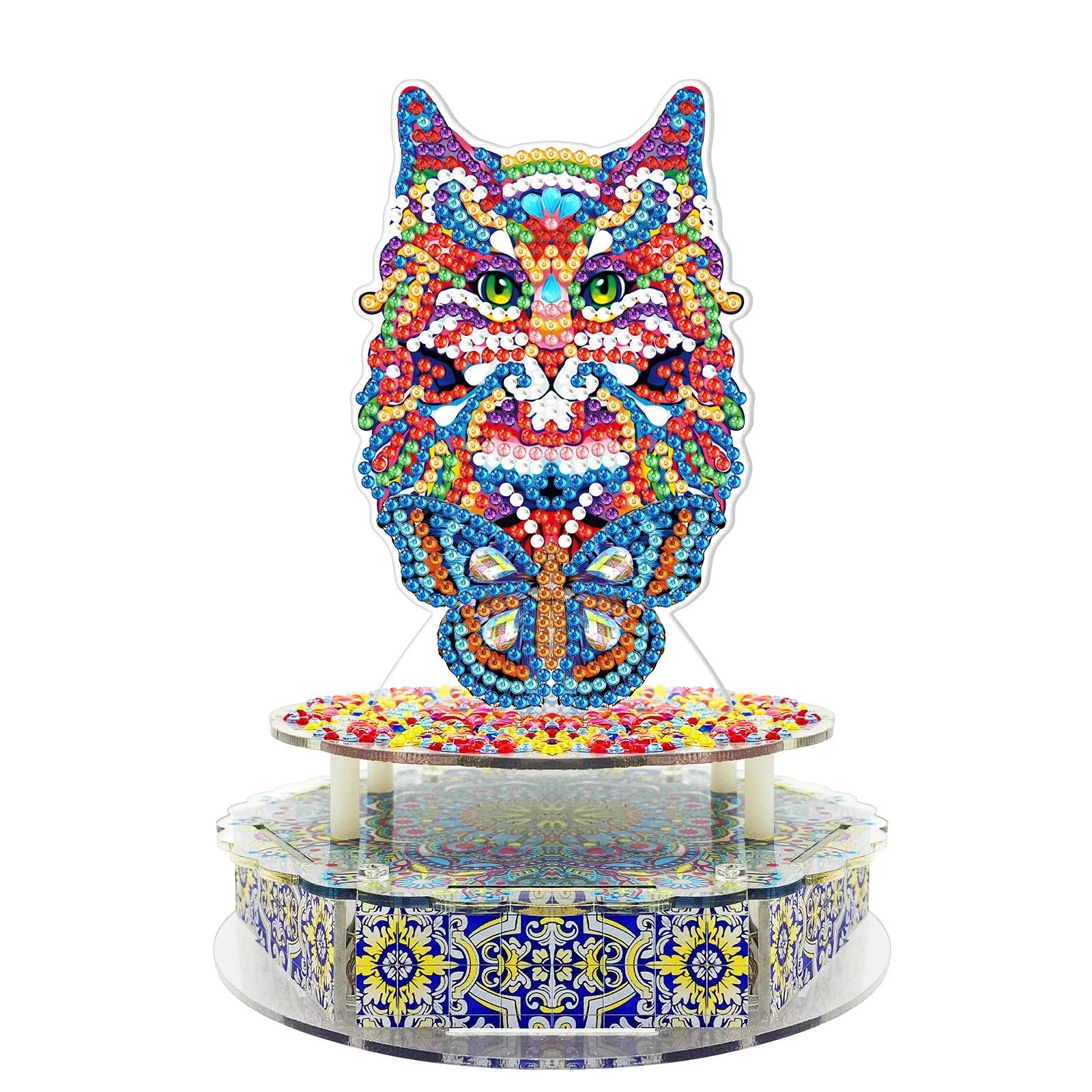 Handmade DIY diamond painting music box kit with light string and assembly tools for Halloween and Easter decoration