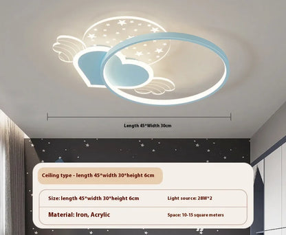 Children's bedroom ceiling lamp with moon star cloud design and adjustable LED lighting in blue colour option