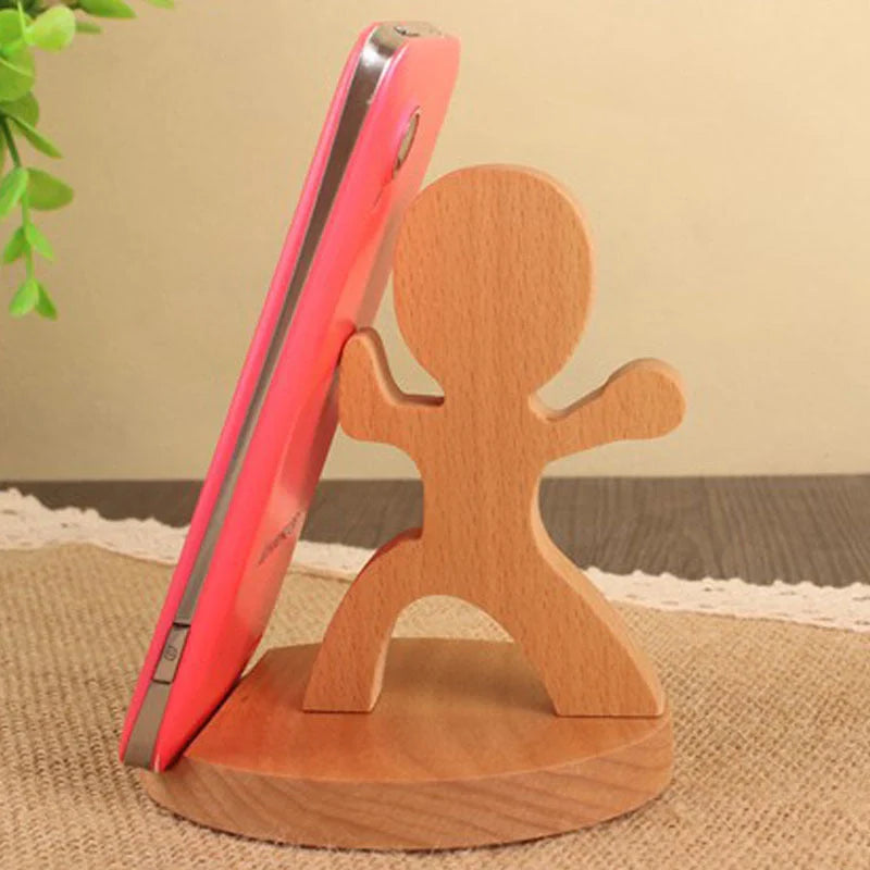 Custom beech wood lazy phone holder with various designs for hands-free convenience