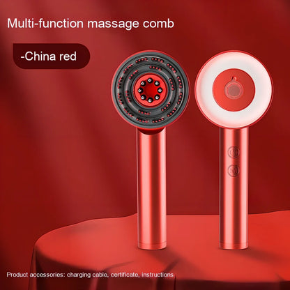 Fluffy comb scalp massager with infrared light therapy measuring 230mm × 85mm × 45mm