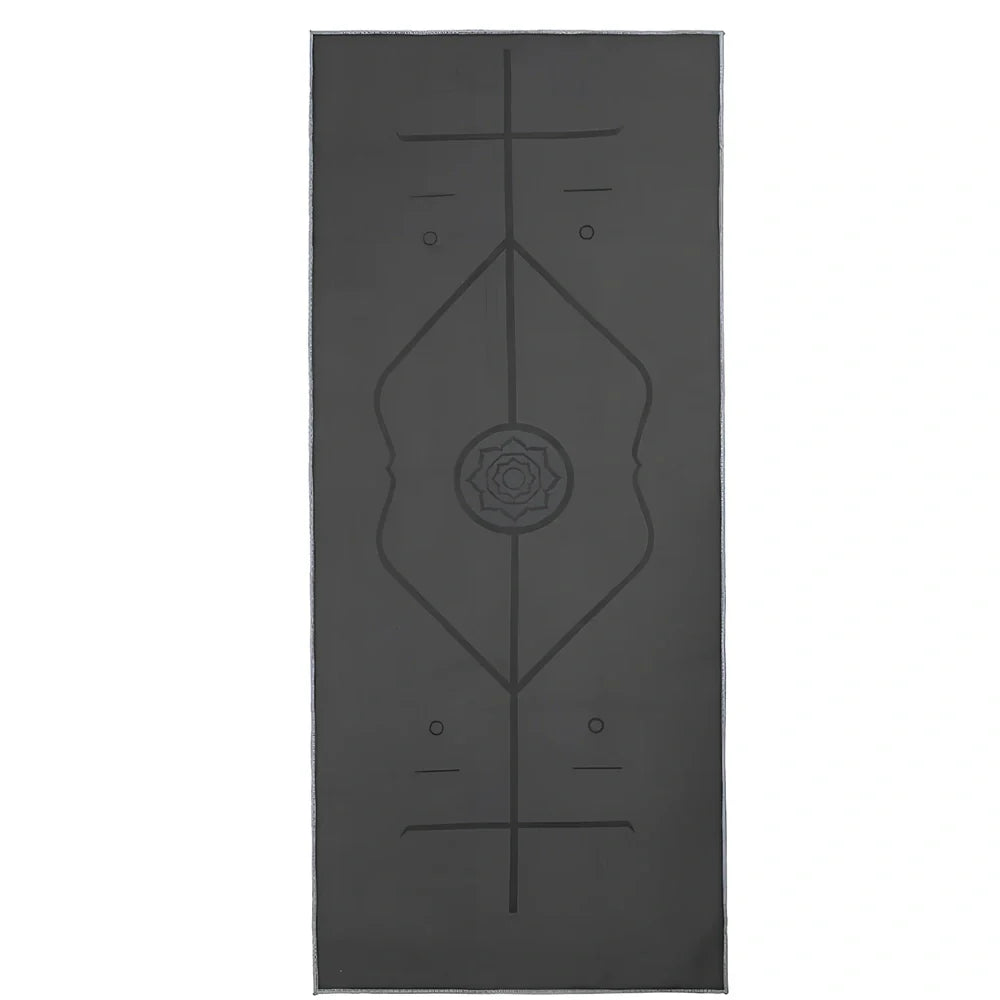 185cm by 68cm yoga towel with 3mm microfiber in six colour options including dark grey and deep sea blue