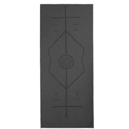 185cm by 68cm yoga towel with 3mm microfiber in six colour options including dark grey and deep sea blue