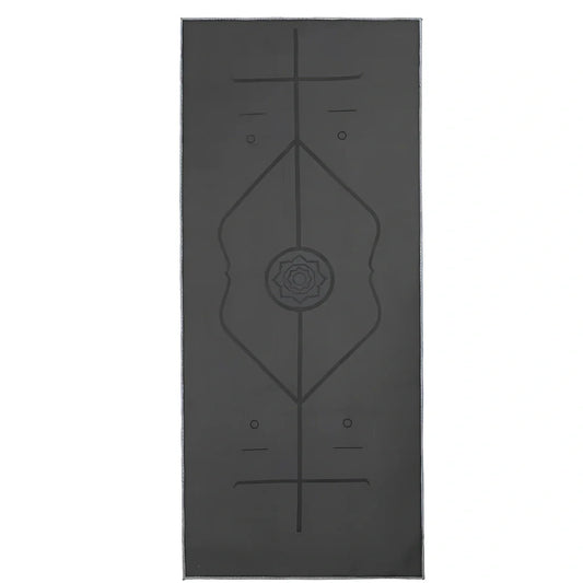 185cm by 68cm yoga towel with 3mm microfiber in six colour options including dark grey and deep sea blue