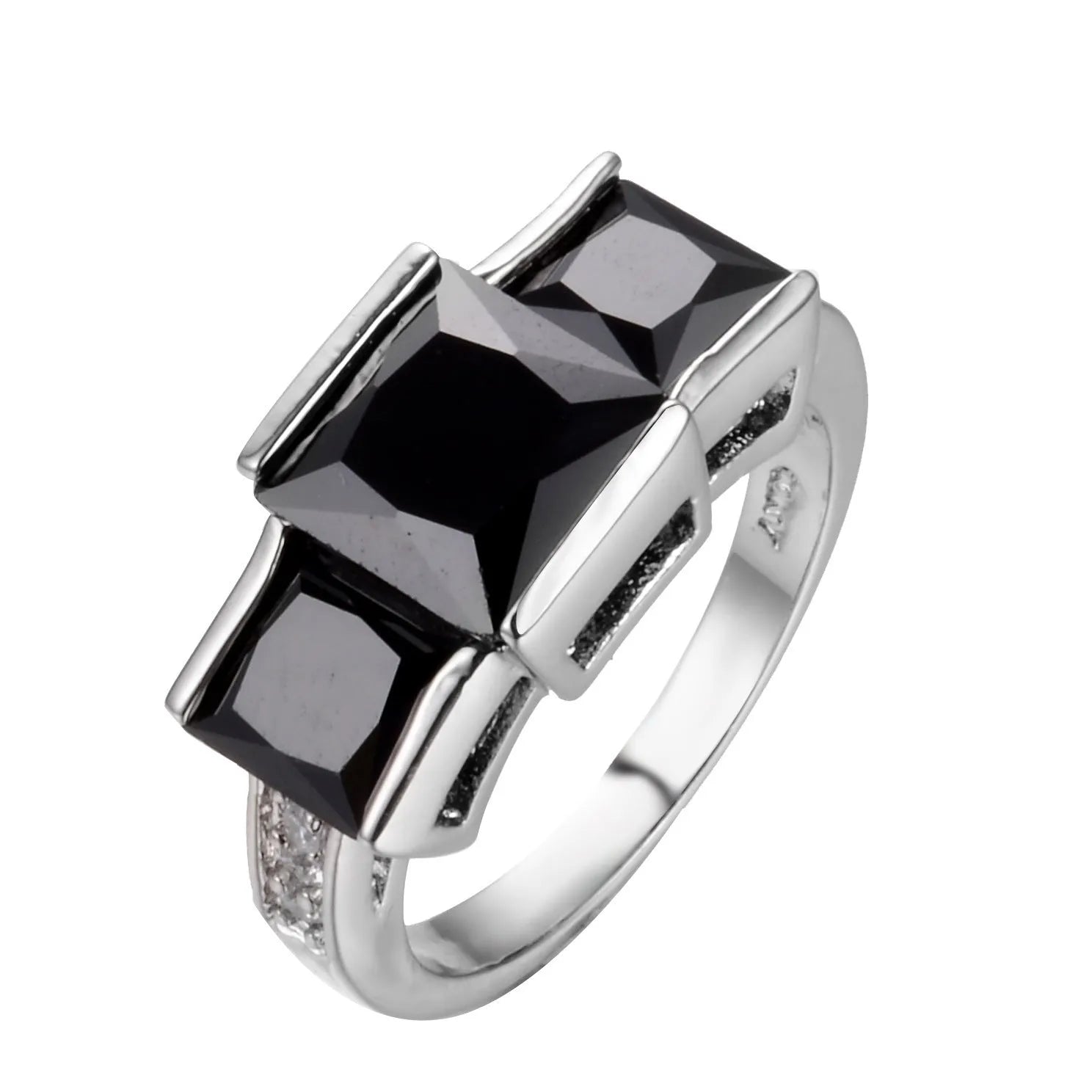 Aier Moxa geometric copper fashion ring in assorted electroplated colours on a plain background.