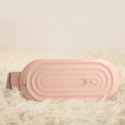 Smart electric heating and vibration massage waist belt with USB charger and screen display controller.