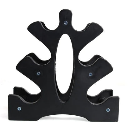 PVC fitness dumbbell rack with removable bracket support on a gym floor