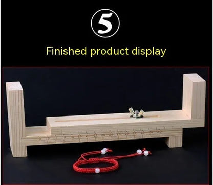 Solid wood handmade weaving rack with three-leg design and fixing clips for DIY bracelet and necklace making