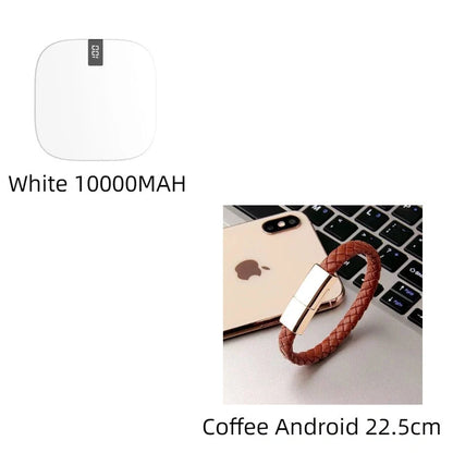 10000mAh mini power bank with digital display showing battery percentage