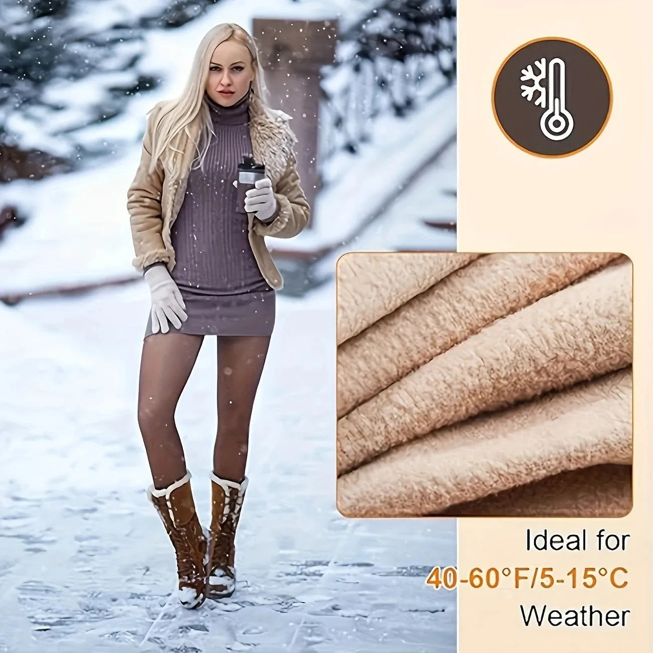 Anti-snagging leggings with wool lining in black, coffee, and silver silk colour variations.