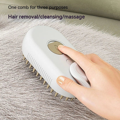 Premium 3-in-1 Pet Grooming Brush with Gentle Steam Spray, Massaging Comb, and Hair Removal Function for Cats and Dogs