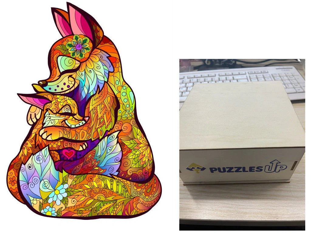 Animal Puzzle Set in A3 size with wooden storage box, vibrant animal designs for educational fun