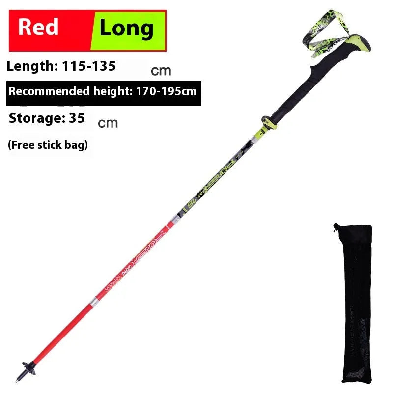 Carbon fibre folding climbing cane with 5-section tube and tungsten steel tip