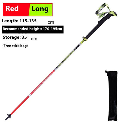 Carbon fibre folding climbing cane with 5-section tube and tungsten steel tip
