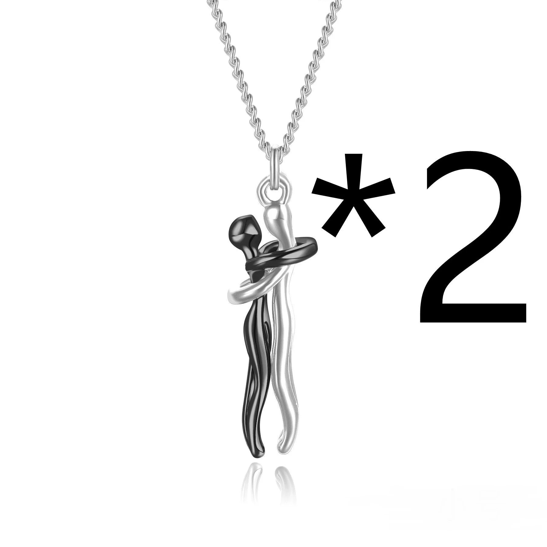 Affectionate Hug Necklace for couples with snake bone chain design