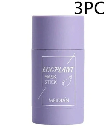 Green tea and eggplant clay mask stick with 40g content for deep cleansing and acne reduction