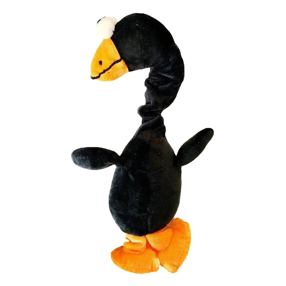 Screaming chicken sound dog chew toy in black, green and orange colours