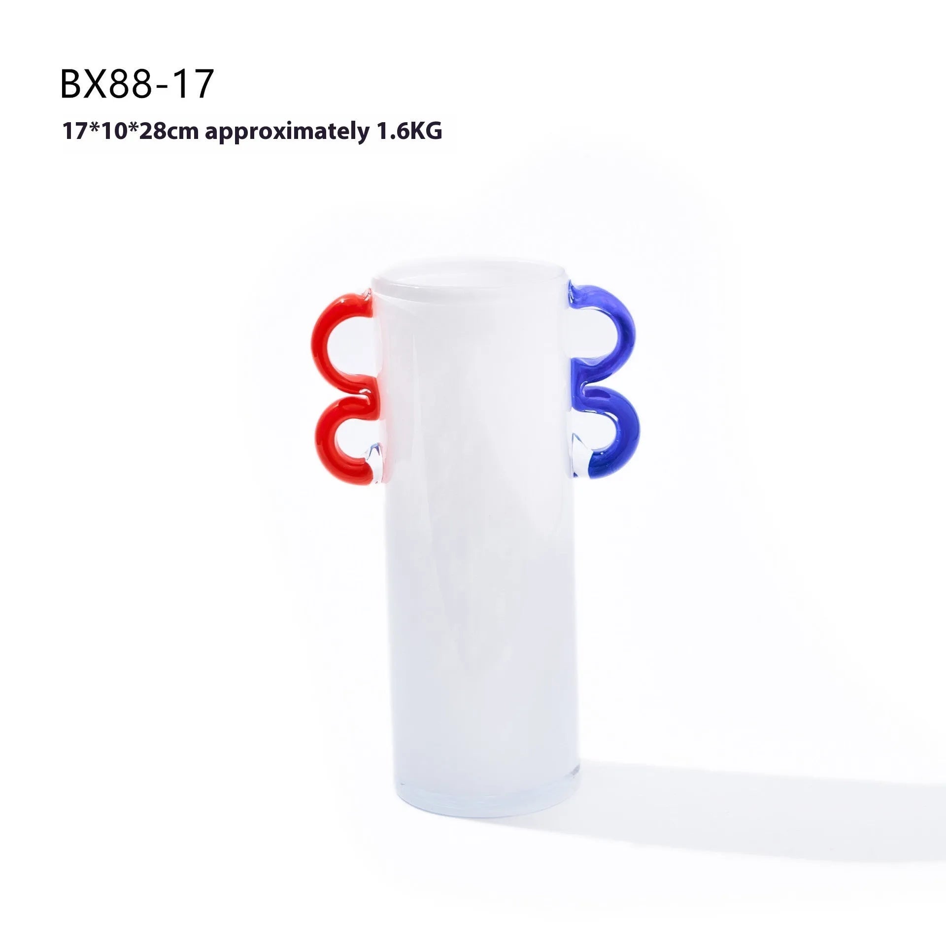 Handmade straight glass vase with a gradient colour effect and polished surface in a Nordic modern style.