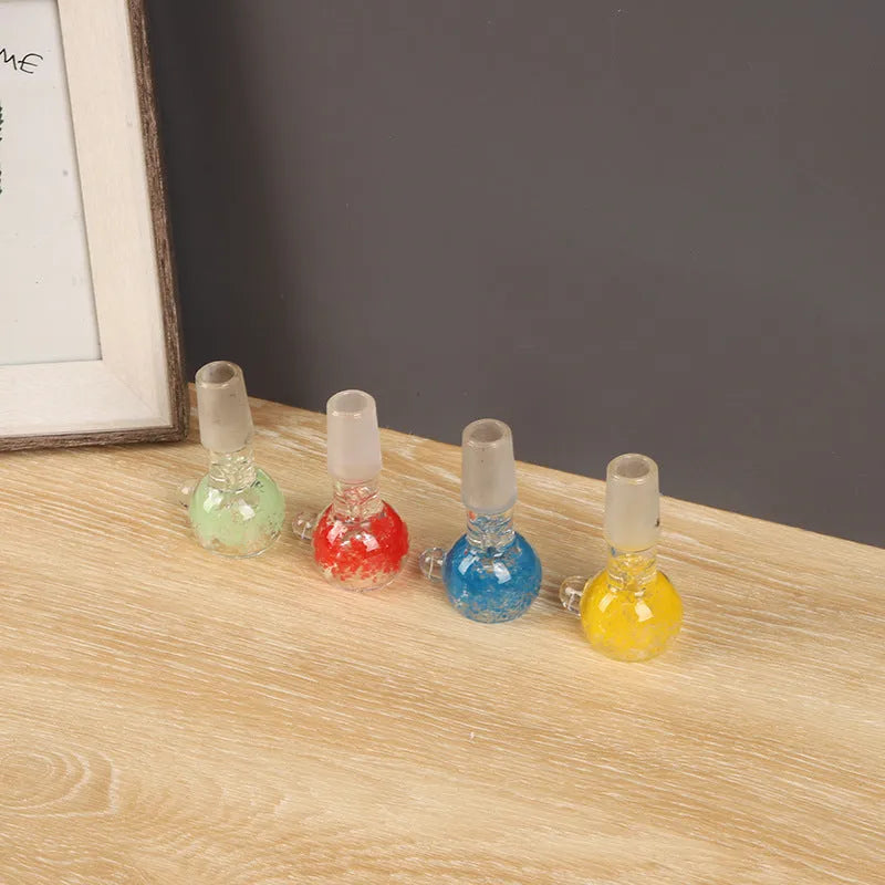A 7cm coloured glass trumpet-shaped smoking pipe in red, green, blue, or yellow.