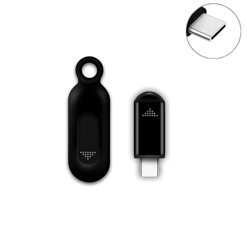 Black mobile phone infrared remote control learning device measuring 42mm by 14mm by 8mm with smartphone connection