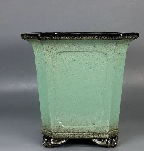 Purple clay glazed ceramic bonsai pot, 26x26x27cm, handmade classical planter for desktop or floor