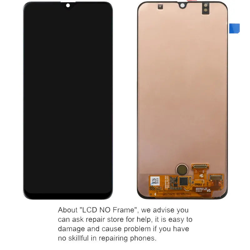 Oppo A50 A50S replacement LCD screen assembly with black bezel and pre-installed adhesive