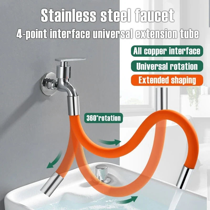 Adjustable faucet extender with 360-degree rotation for versatile sink cleaning