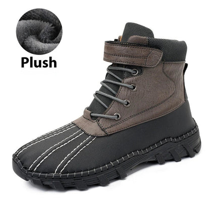Rugged winter snow boots with warm fleece lining and durable rubber outsole for traction on snow and ice