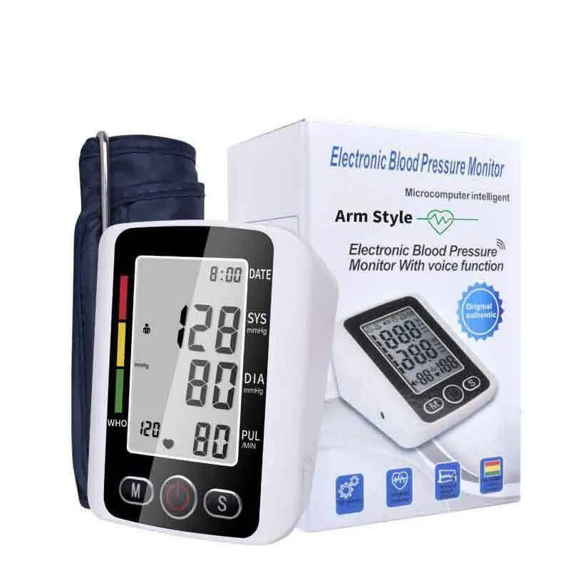 ARM electronic sphygmomanometer blood pressure monitor with large screen display and arm cuff