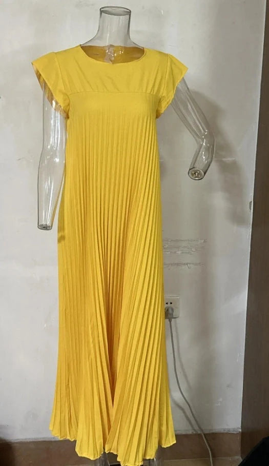 Elegant pleated high-waist long dress in a variety of classic and on-trend colours