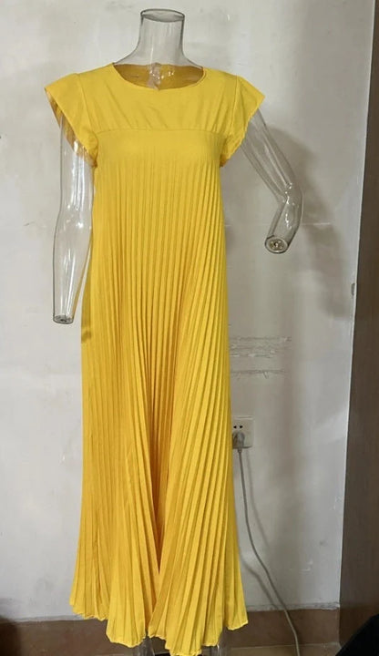 Elegant pleated high-waist long dress in a variety of classic and on-trend colours