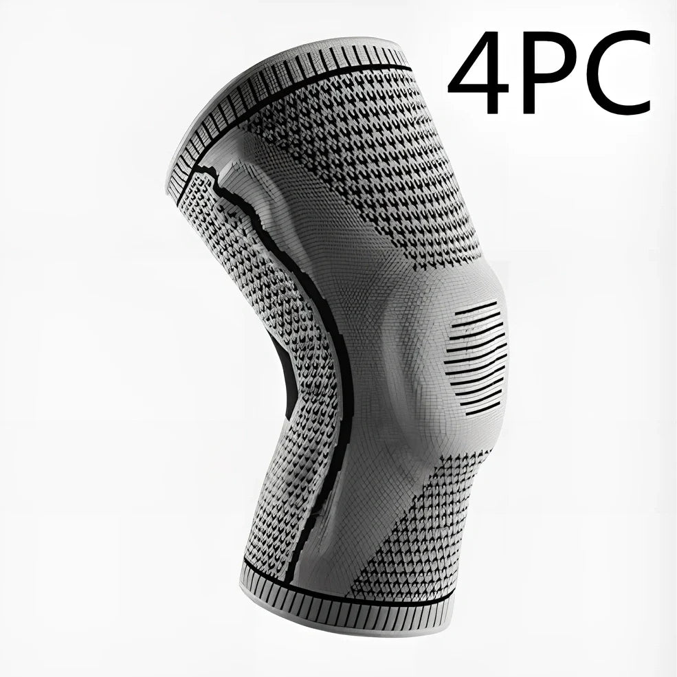 Compression sports knee pads with silicone springs for meniscus protection during basketball and running activities