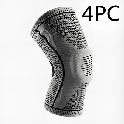 Compression sports knee pads with silicone springs for meniscus protection during basketball and running activities